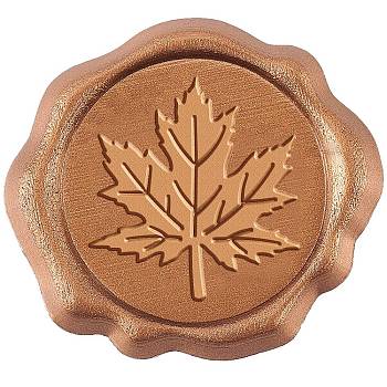 CRASPIRE 50Pcs Adhesive Wax Seal Stickers, Envelope Seal Decoration, for Craft Scrapbook DIY Gift, Maple Leaf Pattern, 2.5cm