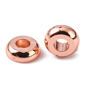 Brass Flat Round Spacer Beads, Rose Gold, 4x2mm, Hole: 1.5mm