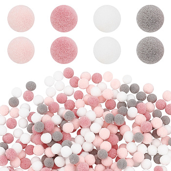 Elite 2000Pcs 4 Colors DIY Doll Craft, Polyester Pom Pom Ball, Round, Mixed Color, 9~10.5mm, 500pcs/color
