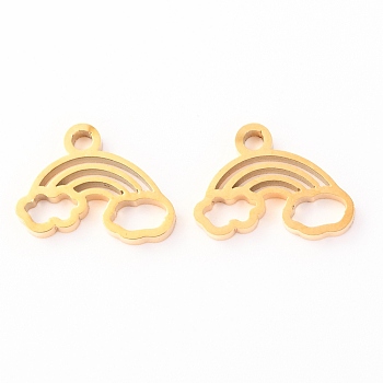 304 Stainless Steel Charms, Laser Cut, Rainbow, Golden, 12x9.5x1.4mm, Hole: 1.5mm