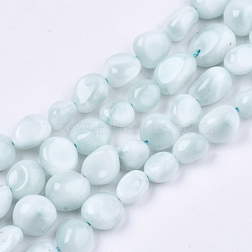 Natural Larimar Beads Strands, Tumbled Stone, Nuggets, 4~10x4~7x3~6mm, Hole: 1mm, about 50pcs/strand, 50~52pcs/strand, 14.96 inches(38cm)(G-S362-084)