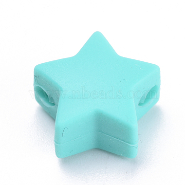 14mm Cyan Star Silicone Beads