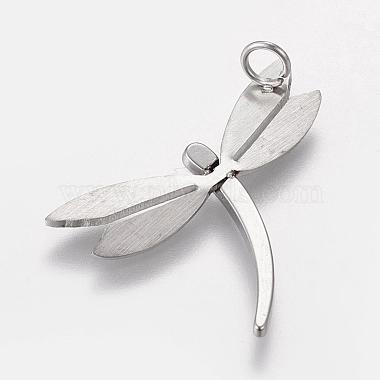 Trendy Dragonfly Necklace Findings 304 Stainless Steel Textured Pendants(STAS-L012-D05P)-2