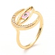Double Horn/Crescent with Eye Cubic Zirconia Cuff Ring for Women(RJEW-C004-24-RS)-4