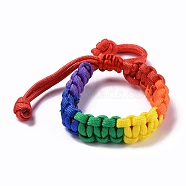 Rainbow Pride Bracelet, Polyester Cord Bracelet for Men Women, Adjustable Bracelet, Colorful, Inner Diameter: 2~3-5/8 inch(4.95~9.2cm)(BJEW-F419-07)