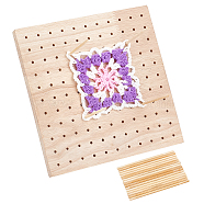 Rubber Wood Crochet Blocking Board, Square, with 20Pcs Wood Pegs, Wheat, Board: 23x23x2cm, Peg: 1.05x0.4cm(DIY-WH0033-80)