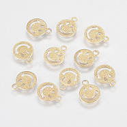 Iron Charms, Textured, Smile Face, Golden, 10x8x0.9mm, Hole: 1mm(X-IFIN-F144-06G-8mm)