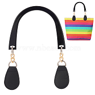 PU Imitation Leather Bag Straps, with Acrylic Chains, Alloy Clasps and Plastic Screw & Nuts, for Beach Bag Accessories, Black, 25x17x0.6cm, 2pcs/set(FIND-WH0110-325)
