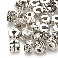 Alloy European Clasps, Large Hole Beads, Mixed Shapes, Antique Silver, 9~10x6~9mm, Hole: 3~3.5mm(PDLC-S001-10)