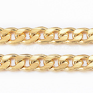 3.28 Feet Ion Plating(IP) 304 Stainless Steel Cuban Link Chains, Chunky Curb Chains, Twisted Chains, Unwelded, Golden, 5.5x3.8x1mm(X-CHS-H009-14G)