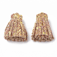 Tassels Pendant Decorations, with Paillette Power, Goldenrod, 28~31x11~12.5mm(FIND-N001-01F)