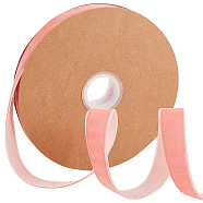 Flocking Ribbon, Single Side, for Gift Packing, Party Decoration, Pink, 25x1.3mm, 20yard/roll(SRIB-WH0009-04B-09)