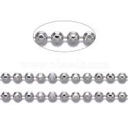 Brass Ball Chains, Faceted, Long-Lasting Plated, Soldered, with Spool, Cadmium Free & Nickel Free & Lead Free, Platinum, 1.5mm, about 301.83 Feet(92m)/roll(CHC013Y-NFK)