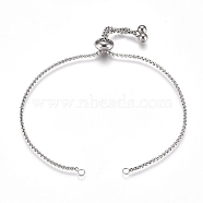 Adjustable 304 Stainless Steel Bracelet Making, Slider Bracelets, for DIY Jewelry Craft Supplies, Stainless Steel Color, Total Length: 9 inch(23cm), 1.5mm, Hole: 2mm(STAS-G169-01P-A)