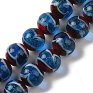 Handmade Lampwork Beads Strands, Round, Steel Blue, 12mm, Hole: 1.8mm, about 42~45pcs/strand, 18.50''~20.87''(47~53cm)(LAMP-P062-02C)