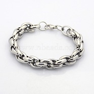 Casual Style 304 Stainless Steel Double Link Chain Bracelets, with Lobster Claw Clasps, Stainless Steel Color, 8-5/8 inch(22cm)(X-STAS-O036-37P)
