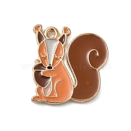 Thanksgiving Day Golden Tone Alloy Enamel Pendants, Squirrel, 20x19x1.5mm, Hole: 1.6mm(ENAM-M002-01E-G)