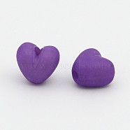 Colorful Acrylic Beads, Frosted, Heart, Dark Orchid, 9x10x7mm, hole: 1.5mm, about 1100pcs/500g(MACR-S725-3)