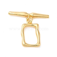 Brass Toggle Clasps, Rectangle, Real 18K Gold Plated, Rectangle: 19.5x13x3mm, Hole: 1.6mm; Bar: 28x5.5x3.5mm, Hole: 1.6mm(KK-M270-03G)