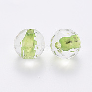 Transparent Acrylic Beads, Round, Faceted, Yellow Green, 6x5.5mm, Hole: 1.4mm, about 4160pcs/500g(TACR-S154-11A-83)