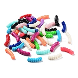 Opaque Acrylic Beads, Twist, Curved Tube, Mixed Color, 33x12x8.5mm, Hole: 1.6mm(X-OACR-A016-03)