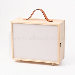 Wooden Storage Box, with Acrylic Transparent Cover and Handle, Rectangle, BurlyWood, 19.5x11x30.5cm(CON-B004-04B)