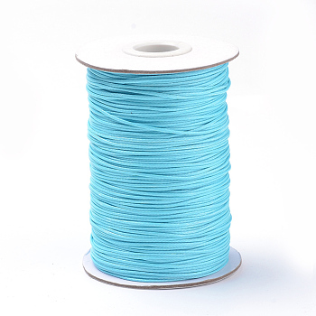 Braided Korean Waxed Polyester Cords, Turquoise, 0.5mm, about 160yards/roll