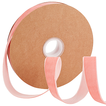 Flocking Ribbon, Single Side, for Gift Packing, Party Decoration, Pink, 25x1.3mm, 20yard/roll