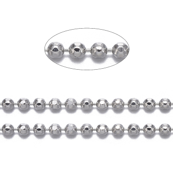 Brass Ball Chains, Faceted, Long-Lasting Plated, Soldered, with Spool, Cadmium Free & Nickel Free & Lead Free, Platinum, 1.5mm, about 301.83 Feet(92m)/roll