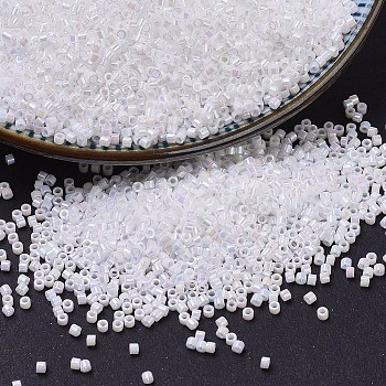 MIYUKI Delica Beads, Cylinder, Japanese Seed Beads, 11/0, (DB0202) White Pearl AB, 1.3x1.6mm, Hole: 0.8mm, about 20000pcs/bag, 100g/bag