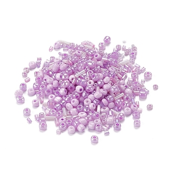 Glass Seed Beads, Mixed Style, Mixed Shapes, Medium Orchid, 1~7x2~4mm, Hole: 0.7~1mm