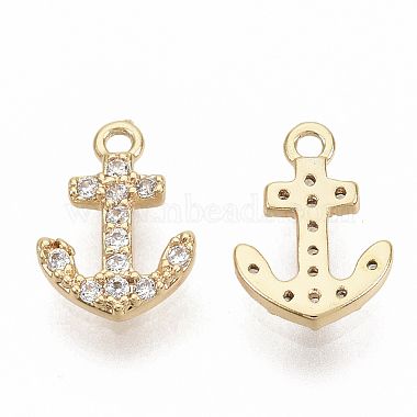 Brass Micro Pave Cubic Zirconia Charms(X-ZIRC-T011-06G-NF)-2