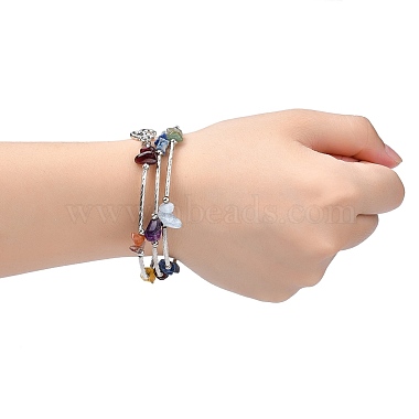Three Loops Natural Gemstone Beaded Wrap Bracelets(BJEW-JB02331-03)-5