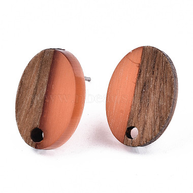 Resin & Walnut Wood Stud Earring Findings(MAK-N032-004A-A05)-2