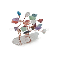 Natural Gemstone Chips Tree of Life Decorations, with Nuggets Gemstone Base and Copper Wire Feng Shui Energy Stone Gift for Women Men Meditation, 50x18x45mm(PW-WG91658-12)