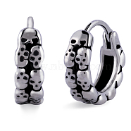 316 Stainless Steel Skull Hoop Earrings for Men Women, Antique Silver, 13.5x15x3mm, Pin: 1mm(EJEW-SZ0001-95)