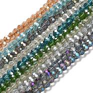Electroplate Glass Faceted Rondelle Beads Strands, Half Plated, Mixed Color, 3x2mm, Hole: 1mm, about 165~169pcs/strand, 15~16 inch(38~40cm)(EGLA-D020-3x2mm-M)