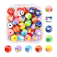 50Pcs Resin Beads, Round, Mixed Color, 8x7.5mm, Hole: 1.6mm(RESI-YW0001-16)