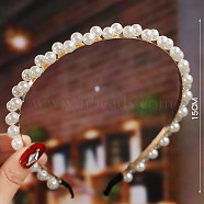 Pearl Hair Bands, Bridal Hair Bands Party Wedding Hair Accessories for Women Girls , Golden, 150mm(OHAR-PW0001-177G)