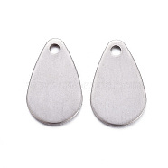201 Stainless Steel Pendants, Stamping Blank Tag, Teardrop, Stainless Steel Color, 17.5x11x1mm, Hole: 1.5mm(STAS-F221-26P)