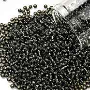 TOHO Round Seed Beads, Japanese Seed Beads, (29C) Silver Lined Dark Black Diamond, 11/0, 2.2mm, Hole: 0.8mm, about 1110pcs/bottle, 10g/bottle(SEED-JPTR11-0029C)