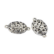 Tibetan Style Alloy Oval Links connectors, Hollow, Antique Silver, 30x18x12mm, Hole: 2mm(PALLOY-J218-179AS)