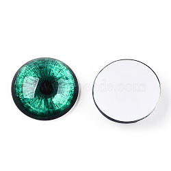 Glass Cabochons, Half Round with Eye, Turquoise, 20x6.5mm(GGLA-T004-03G)
