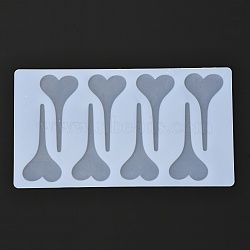 Heart Food Grade Silicone Molds, Fondant Molds, For DIY Cake Decoration, Chocolate, Candy, UV Resin & Epoxy Resin Craft Making, White, 216x117x3mm, Inner Diameter: 77.5x39mm(DIY-I058-07)