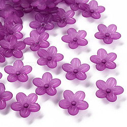 Frosted Acrylic Bead Caps, 5-Petal, Flower, Dark Orchid, 19.5x20x5.5mm, Hole: 1.6mm, about 740pcs/500g(MACR-S371-08A-743)