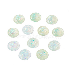 Transparent Epoxy Resin Cabochons, Imitation Jelly Style, with Sequins/Paillette, Shell Shape, Aquamarine, 23.5~24.5x22.5x9.5mm(CRES-T020-09A)