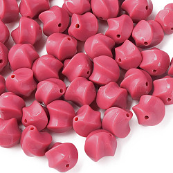 Opaque Acrylic Beads, Twist, Deep Pink, 14.5x14x14mm, Hole: 1.6mm, about 390pcs/500g(MACR-S373-139-A11)