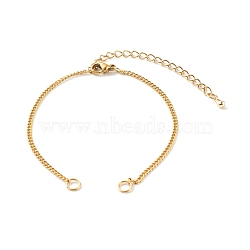 304 Stainless Steel Curb Chain Bracelet Makings, with Lobster Claw Clasps & Chain Extender , Golden, 6-1/2 inch(16.5cm)(AJEW-JB00995)
