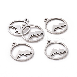 201 Stainless Steel Laser Cut Pendants, Mountain, Stainless Steel Color, 17x14.5x1mm, Hole: 1.5mm(STAS-S105-T901-1)