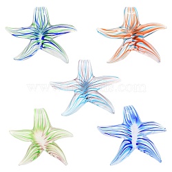 Handmade Lampwork Pendants, Starfish/Sea Stars, 57mm wide, 55mm long, hole: 7mm
(X-DP575J)